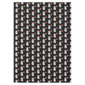 Niedlicher Schneemann und Schneeflocken auf Schwar Tischdecke (Vorderseite)