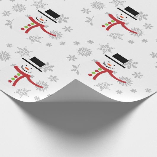 Niedlicher Schneemann und Schneeflocken, Handwerk Geschenkpapier (Ecke)