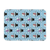 Niedlicher Schneemann und Schneeflocken Muster Magnet (Horizontal)