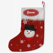 Niedlicher Schneemann und Schneeflocken - Weihnach Kleiner Weihnachtsstrumpf (Rückseite)