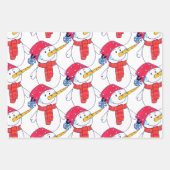 Niedlicher Schneemann und Schneeflockenmuster Kind Geschenkpapier Set (Vorderseite 2)