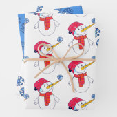 Niedlicher Schneemann und Schneeflockenmuster Kind Geschenkpapier Set (Beispiel)