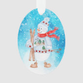 Niedlicher Schneemann und Snowski Urlaub Ornament (Vorderseite)