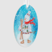 Niedlicher Schneemann und Snowski Urlaub Ornament (Vorderseite)