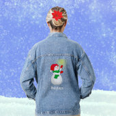Niedlicher Schneemann und Typografie Jeansjacke