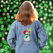 Niedlicher Schneemann und Typografie Jeansjacke