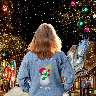 Niedlicher Schneemann und Typografie Jeansjacke