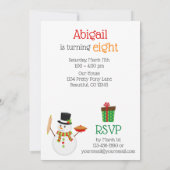 Niedlicher Schneemann und Weihnachten Geburtstag Einladung (Rückseite)