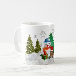 Niedlicher Schneemann und Weihnachtsbaum Kaffee Ta Kaffeetasse