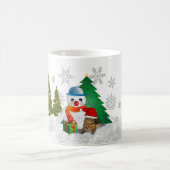 Niedlicher Schneemann und Weihnachtsbaum Kaffee Ta Kaffeetasse (Mittel)
