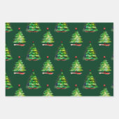 Niedlicher Schneemann und Weihnachtsbaum Wasserfar Geschenkpapier Set (Vorderseite 2)