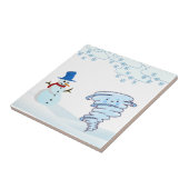 Niedlicher Schneemann und Wind Fliese (Seite)
