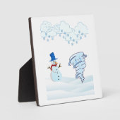 Niedlicher Schneemann und Wind Fotoplatte (Vorderseite)