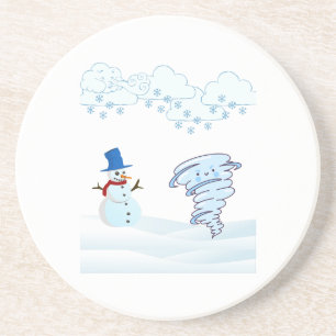 Niedlicher Schneemann und Wind Getränkeuntersetzer