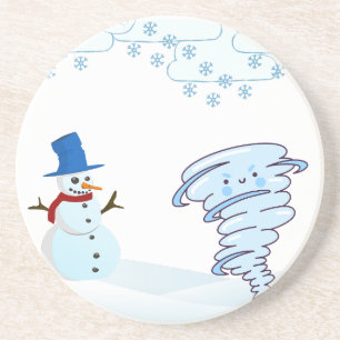 Niedlicher Schneemann und Wind Getränkeuntersetzer