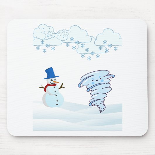 Niedlicher Schneemann und Wind Mousepad (Vorne)