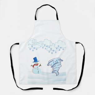 Niedlicher Schneemann und Wind Schürze