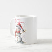 Niedlicher Schneemann und Winter White Frohe Weihn Kaffeetasse (Vorderseite Links)