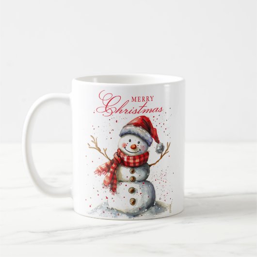 Niedlicher Schneemann und Winter White Frohe Weihn Kaffeetasse (Links)