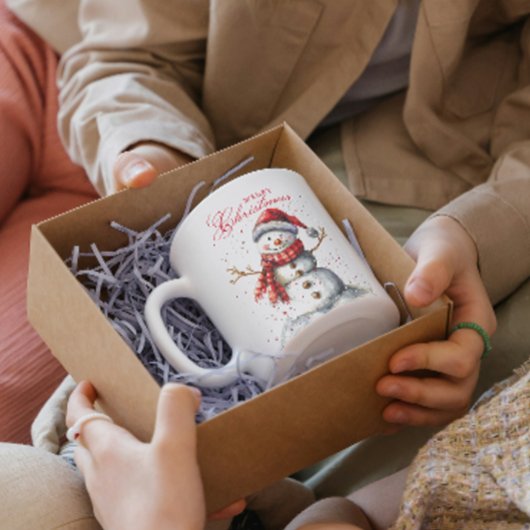 Niedlicher Schneemann und Winter White Frohe Weihn Kaffeetasse