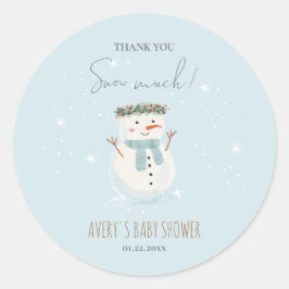 Niedlicher Schneemann Vielen Dank Schnee viel Klei Runder Aufkleber