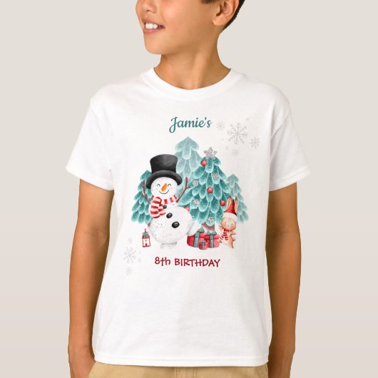 Niedlicher Schneemann Weihnachten Geburtstag Kinde T-Shirt (Vorderseite)