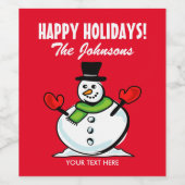 Niedlicher Schneemann Weihnachten glückliche Feier Weinetikett (Einzelnes Label)