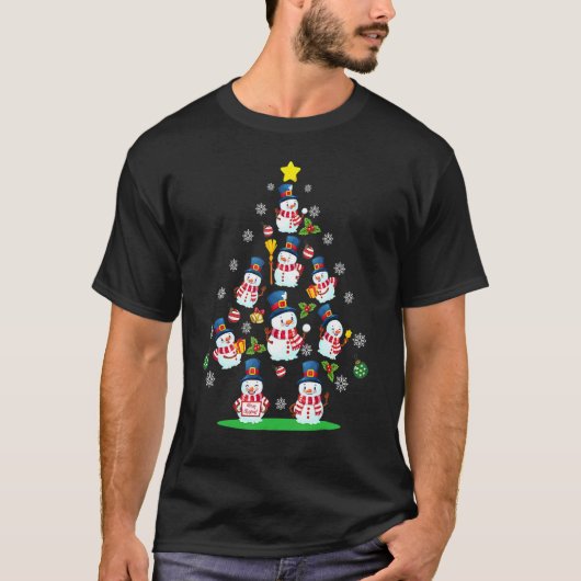 Niedlicher Schneemann Weihnachtsbaum Frauen Weihna T-Shirt (Vorderseite)