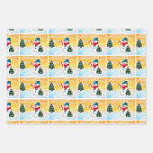 Niedlicher Schneemann Weihnachtsbaum Wintermuster  Geschenkpapier Set (Vorderseite 3)