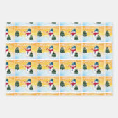 Niedlicher Schneemann Weihnachtsbaum Wintermuster  Geschenkpapier Set (Vorderseite 2)