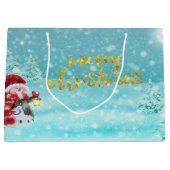 Niedlicher Schneemann, Weihnachtshut, Pine Trees U Große Geschenktüte (Vorderseite)