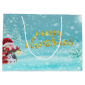 Niedlicher Schneemann, Weihnachtshut, Pine Trees U Große Geschenktüte (Rückseite)