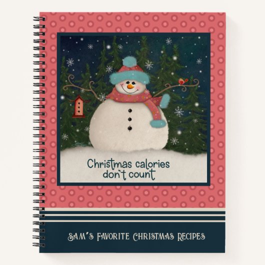 Niedlicher Schneemann Weihnachtskalorien Zitat Ros Notizblock (Vorderseite)