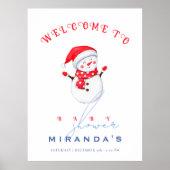 Niedlicher Schneemann Willkommen in der Winter Bab Poster (Vorne)