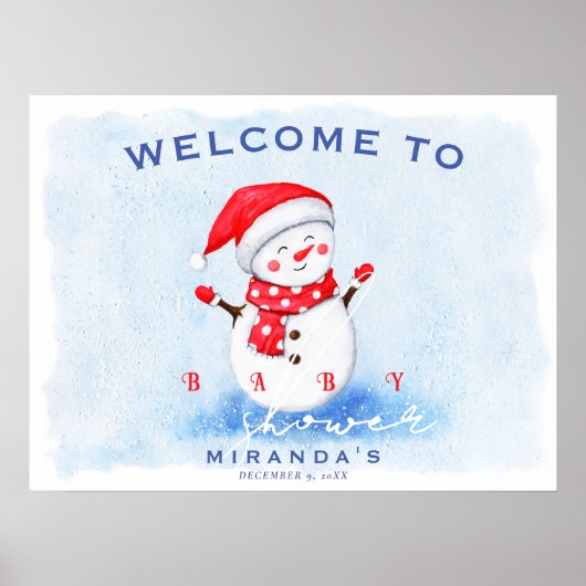 Niedlicher Schneemann Willkommen in der Winter Bab Poster (Vorne)