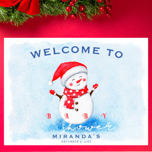 Niedlicher Schneemann Willkommen in der Winter Bab Poster