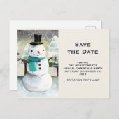 Niedlicher Schneemann Winter Szene Weihnachten Sav Einladungspostkarte (Vorne/Hinten)