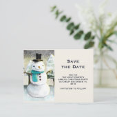 Niedlicher Schneemann Winter Szene Weihnachten Sav Einladungspostkarte (Stehend Vorderseite)