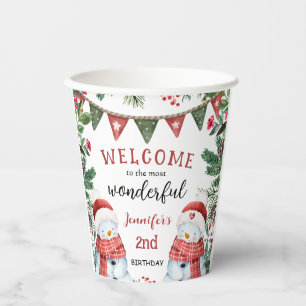 Niedlicher Schneemann Winter Weihnachten 2. Geburt Pappbecher