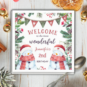 Niedlicher Schneemann Winter Weihnachten 2. Geburt Serviette