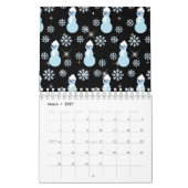 Niedlicher Schneemann Winterschneeflocken Glitzern Kalender (Mär 2027)