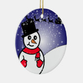 Niedlicher Schneemann Winterurlaub Weihnachten Keramik Ornament (Rechts)