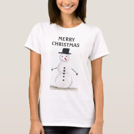Niedlicher Schneemann Xmas Retro Vintage Wasserfar T-Shirt