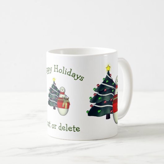 Niedlicher Schneemannbaum Personalisierter Weihnac Kaffeetasse (VorderseiteRechts)