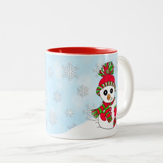 Niedlicher Schneeschuh Weihnachtsfeiertage Zweifarbige Tasse (VorderseiteRechts)