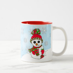Niedlicher Schneeschuh Weihnachtsfeiertage Zweifarbige Tasse