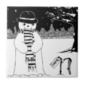 niedlicher Schneeszene zum Weihnachtsfest Fliese (Vorderseite)