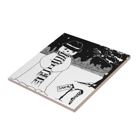 niedlicher Schneeszene zum Weihnachtsfest Fliese (Seite)