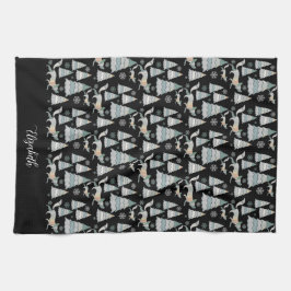 Niedlicher Schneewald und charmante Füchse Geschirrtuch