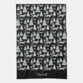 Niedlicher Schneewald und charmante Füchse Geschirrtuch (Vertikal)